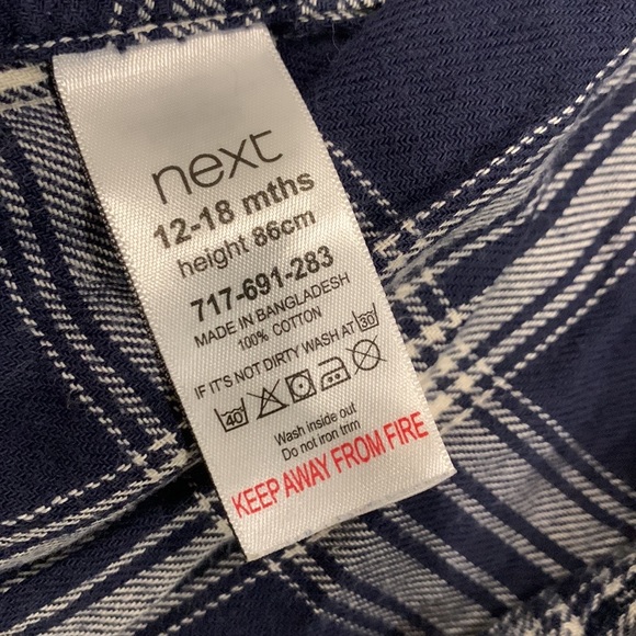 Next 82 Flannel Short-Sleeve Blue Button Shirt & DarkBlue Skinny Jeans in 12-18M - Picture 6 of 11